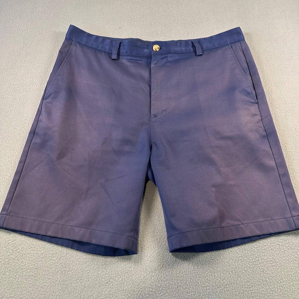 Vineyard Vines Links Shorts Mens 36 Navy Blue Performance Golf Flat Front Whale